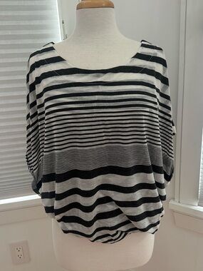 Free People Striped Black and White Dolman Sleeve Top